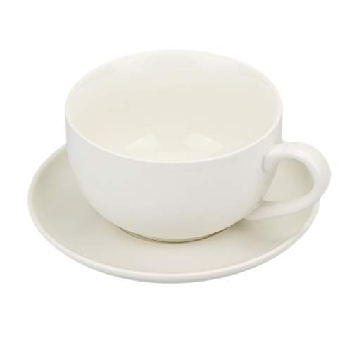 com-four® Juego de capuchinos de 12 piezas, taza con plato de cerámica en blanco (12 piezas - set capuchino)