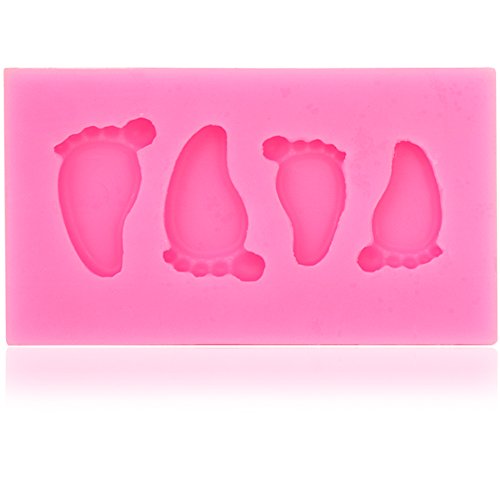 com-four® Molde de silicona"Baby Feet" para mazapán y fondant - decoración de tarta casera (01 piezas - pies de bebé)