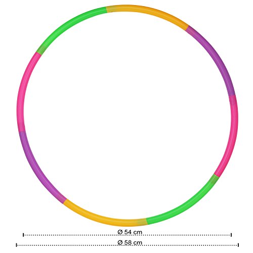 com-four® Neumáticos 4X Hula-Hoop para armar - neumáticos divisibles Hullahub - neumáticos de Fitness - HoolaHoop para niños y Adultos - Verde, Morado, Rosa, Naranja (Ø 58cm - 4 Stück)