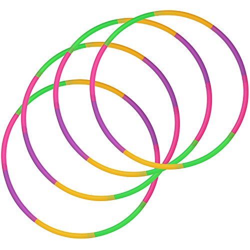 com-four® Neumáticos 4X Hula-Hoop para armar - neumáticos divisibles Hullahub - neumáticos de Fitness - HoolaHoop para niños y Adultos - Verde, Morado, Rosa, Naranja (Ø 58cm - 4 Stück)