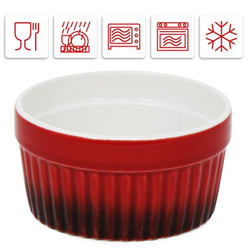 COM-FOUR® tazón de aleta Ragout 6x - moldes a prueba de horno en rojo y naranja - tazones creme brulee - tazón de postre con 185 ml