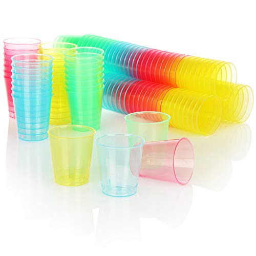 com-four® Vaso de Tiro 128x, Vasos de chupito Reutilizables Aptos para lavavajillas de plástico, Ideales para tiros y Vasos de chupito Cortos y Reutilizables