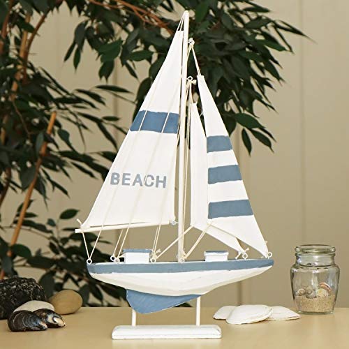 com-four® velero Decorativo marítimo Beach - Barco de Madera en Aspecto Usado - Barco de Madera para decoración - velero Decorativo náutico (01 Pieza - velero de Madera 41.5cm)