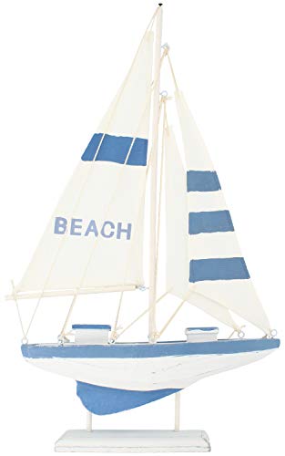 com-four® velero Decorativo marítimo Beach - Barco de Madera en Aspecto Usado - Barco de Madera para decoración - velero Decorativo náutico (01 Pieza - velero de Madera 41.5cm)