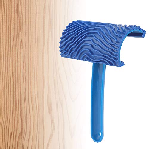 Combort Rodillo de Pintura de Goma Azul con Efecto de Grano de Madera con Mango Herramienta de decoración de Pared DIY