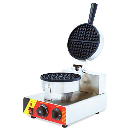 Comercial Ronda Wafflera Antiadherente 180 ° Flip, Calefacción De Doble Cara Uniforme, Control De Temperatura Y Tiempo para Las Galletas, Croquetas De Patata, O Cualquier Desayuno, Almuerzo,220V