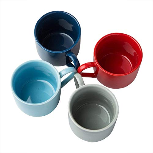 Comfify Juego de 4 Tazas para Espresso con Platos a Juego - Porcelana Multicolor, Juego de 8 Tazas de Regalo - Tazas de café Italiano, Taza de café Turco - Dopio. 112ml