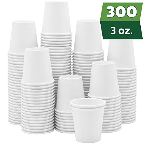 Comfy Package [Pack de 300 - 88,5 ml - 3 oz] - Vasos desechables de papel blanco - Varios usos - Pequeños