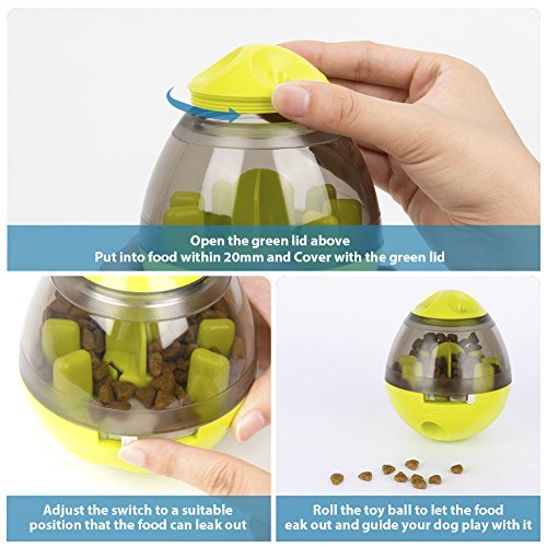 Comida para Perros Ball, Lesfit Snack Food Dispenser Alimentador Rompecabezas de Interactivo IQ Treat Juguete para Perros y Gatos (Verde) Product Name