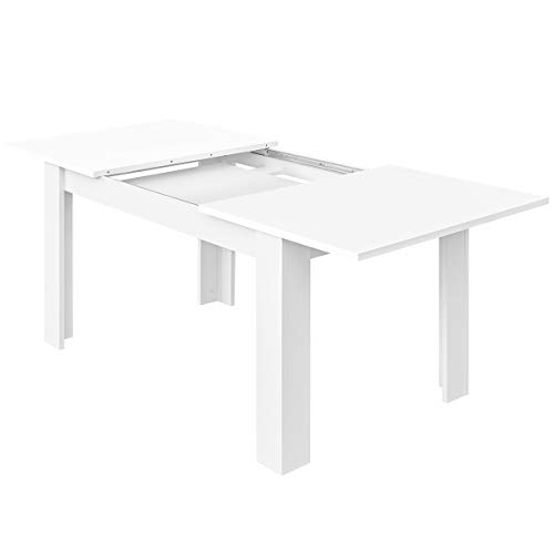 COMIFORT Mesa de Comedor- Mueble Extensible, de Estilo Moderno, Muy Resistente, con Medidas de 140/190 x 90 x 78 cm, Fabricado en Europa, Color Blanco y Roble