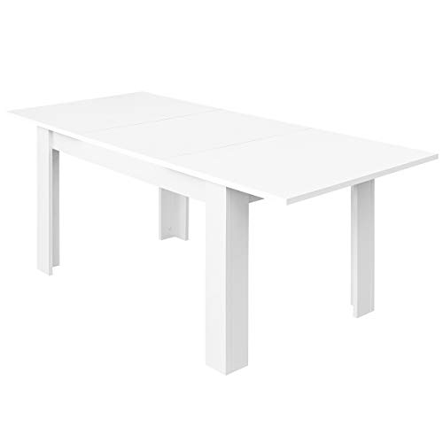 COMIFORT Mesa de Comedor- Mueble Extensible, de Estilo Moderno, Muy Resistente, con Medidas de 140/190 x 90 x 78 cm, Fabricado en Europa, Color Blanco