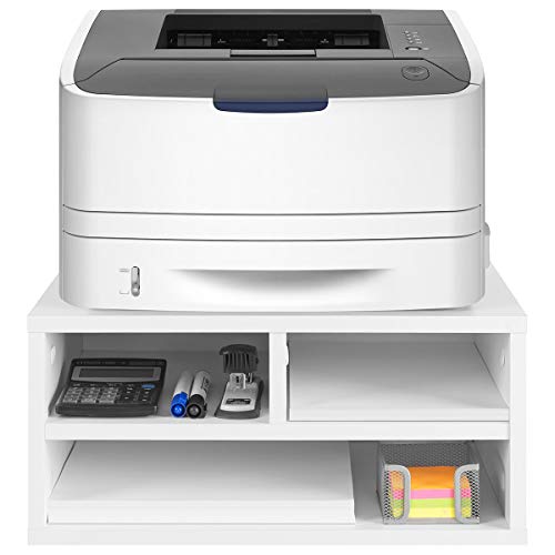 COMIFORT Soporte para Impresora- Funcional Elevador para Fax con Estantes de Gran Capacidad, Muy Resistente, de Estilo Moderno y Minimalista, Color Blanco