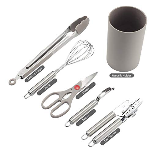 COMLIFE Utensilios de Cocina de 12 Piezas Antiadherentes Set-12 de Silicona y Acero Inoxidable, Incluye cucharas, batidor, abrelatas, pelador, raspador etc.