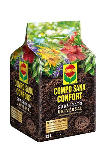 Compo Sana Confort Universal Calidad para macetas con 12 semanas de abono para Plantas de Interior, terraza y jardín, Substrato de Cultivo, 12 L