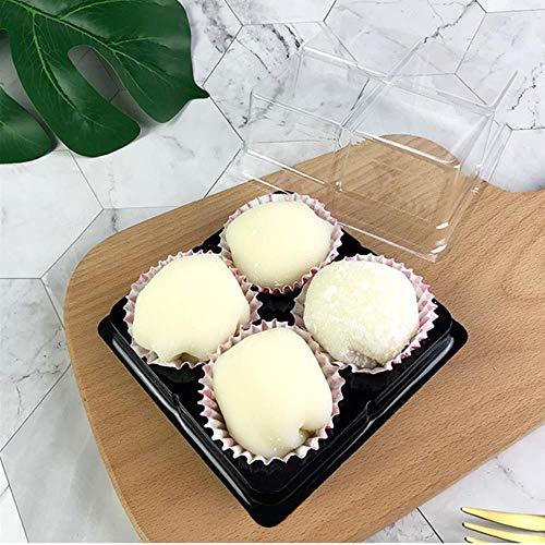 COMPY Embalaje de Muffins Recipiente para Hornear Recipiente para Galletas 20set Plástico Transparente 4 Porta Magdalenas Mini Cup Mooncake Cajas para Pasteles panadería, S   sin Almohadilla de Papel