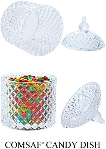 ComSaf Bomboneras de Cristal con Tapa - Conjunto de 2, Bote Cristal para Galletas Caramelo de Menta Tarro de Dulces Chuches (Diámetro: 9,5CM)