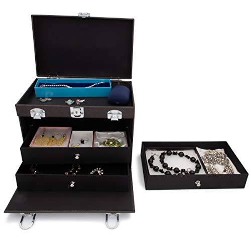 Conair SOHO Portable Beauty Case Organizer Jewelry Box with Lock & Key for Women Large with Drawers Organizer Storage