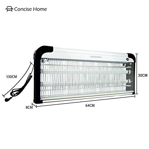 Concise Home - Lámpara anti-mosquitos, 20 W, 30 W, 40 W, luz UV, atrae insectos voladores, color plata, con 2 tubos de regalo