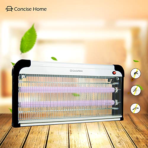 Concise Home - Lámpara anti-mosquitos, 20 W, 30 W, 40 W, luz UV, atrae insectos voladores, color plata, con 2 tubos de regalo