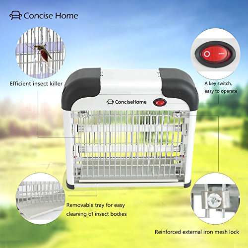 Concise Home Lámpara Mata Insectos, XHY-12EU-1 Lámpara Anti Mosquitos Luz Ultravioleta Mata Moscas, Mosquitos,abarca 30m2 con una Potencia de 12w (2x6w), con 2 Tubos de 6 w de Regalo