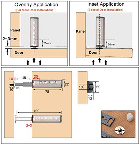 Concisea 10Pcs Open System Damper Buffer Cierres Magnéticos Amortiguadores Magnéticos para Puerta de Armario Cocina Push To