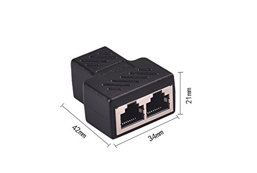 Conectores Splitter RJ45 Adaptador 1 a 2 Ethernet Splitter Coupler Enchufe Doble HUB Interface Contacto Modular Plug Connect Red LAN Internet Cat5 Cat5e Cat6 Cat7 Cables para PC portátil