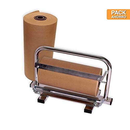 Conjunto de 2 Bobinas de Papel Kraft 31cm + Dispensador.