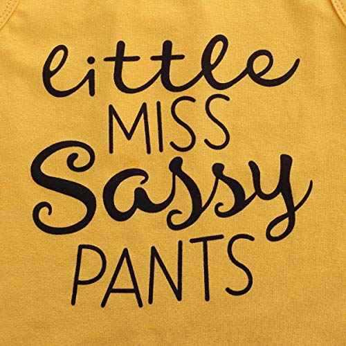 Conjunto de 2 piezas de ropa de bebé niña pequeña Miss Sassy pantalones chaleco sin mangas camisetas tops de girasol pantalones cortos para bebé Amarillo amarillo 2-3 Años