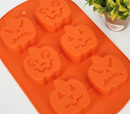 (Conjunto de 3) Molde de Silicona DIY de 6 cavidades para jabón, Chocolate, Pastel, Pan, Galletas, Festival de Fantasmas de Halloween, Calabaza de muñeca, Molde para Hornear Calaveras