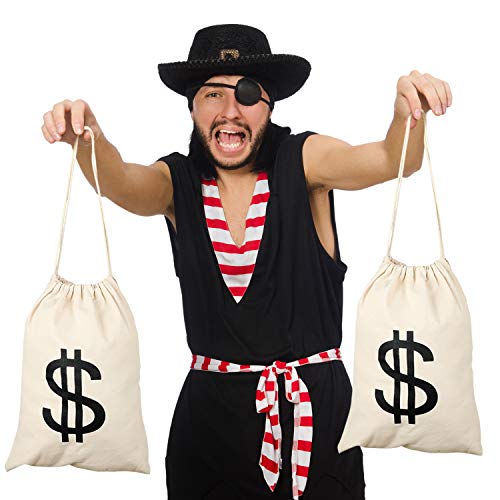 Conjunto de Disfraces de Ladrón, Incluye Bolsa de Dinero con Signo de Dólar, Guantes Negros de Bandido, Máscara de Ojos de Bandido para la Fiesta de Halloween Pirata Ladrón Cosplay Disfraz