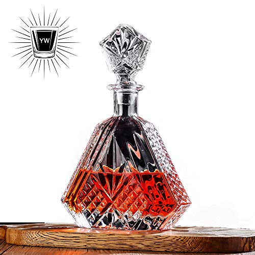 Conjunto De Jarra De Whisky Botella De Whisky con Tapón Adornado, Elegante Vaso De Cristal Sin Plomo, Juego De Jarra De Whisky Alcohol Escocés Borbón, 650 Ml