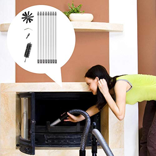 Conjunto De Limpieza Para Chimenea Cepillo De Chimenea, Cepillo Deshollinador Para Limpiar Estufas, Hornos De Leña, Chimeneas, Tubos De Chimeneas, Cepillo De Limpieza Para Chimenea Dryer Vent Cepillo