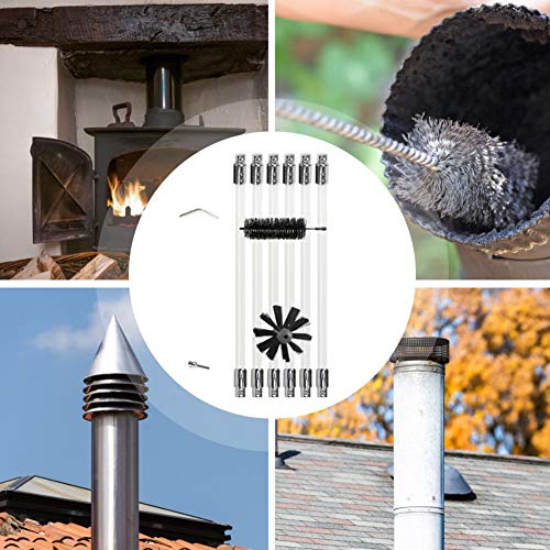 Conjunto De Limpieza Para Chimenea Cepillo De Chimenea, Cepillo Deshollinador Para Limpiar Estufas, Hornos De Leña, Chimeneas, Tubos De Chimeneas, Cepillo De Limpieza Para Chimenea Dryer Vent Cepillo