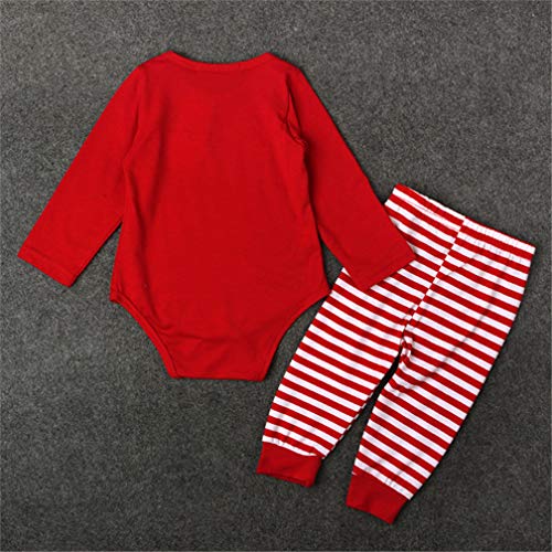 Conjunto de Navidad, Body+Pantalones Bebé Ninas Ninos Invierno Recién Nacido Monos de Manga Larga+Pantalones Ciervos/Santa Claus Disfraz Navidad (3-6 Meses, Rojo(Ciervo))