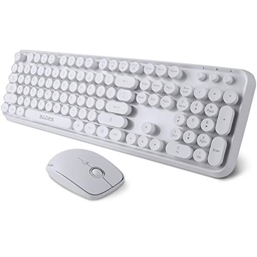 Conjunto de Teclado y ratón inalámbricos Mute Combinación Botón Redondo de Chocolate Oficina Simple Computadora portátil Computadora de Escritorio Mecanografía Teclado de Juego empresarial