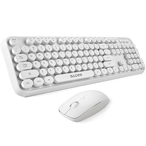 Conjunto de Teclado y ratón inalámbricos Mute Combinación Botón Redondo de Chocolate Oficina Simple Computadora portátil Computadora de Escritorio Mecanografía Teclado de Juego empresarial