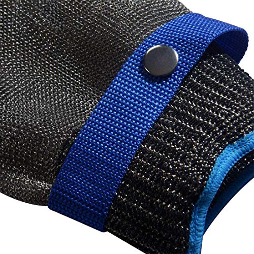 ConPush Guantes Anticorte Seguridad Corte Prueba puñalada Resistente Acero Inoxidable de Malla metálica Carnicero Guante de Color Azul Talla M Nivel 5