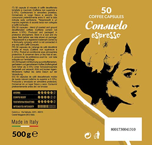 Consuelo - cápsulas de café compatibles con Nespresso* - Descafeinado, 50 cápsulas