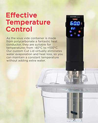 Contenedor de policarbonato Sous Vide con tapa de corte personalizado para adaptarse a la olla iVide Sous Vide, 11.6 Litre, 1