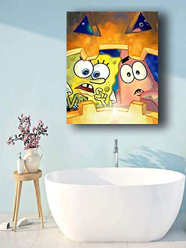 Coobal Halloween Bob Esponja Pinturas Pintadas a Mano Obra de Arte Abstracta Arte para la Pared del Hogar 61 x 91 cm