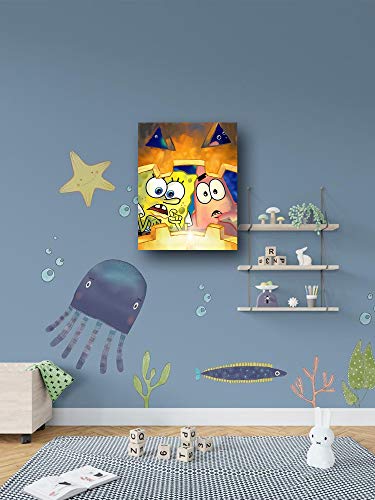 Coobal Halloween Bob Esponja Pinturas Pintadas a Mano Obra de Arte Abstracta Arte para la Pared del Hogar 61 x 91 cm