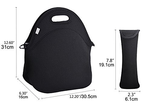 COOFIT Material de Buceo Bolsa de Almuerzo Bolsa de Bento Bolsa de Comida de Entrega Orden Negra (más Correa para el Hombro, Bolsa de Cubiertos) tamaño 32 cm x 31 cm x 16 cm