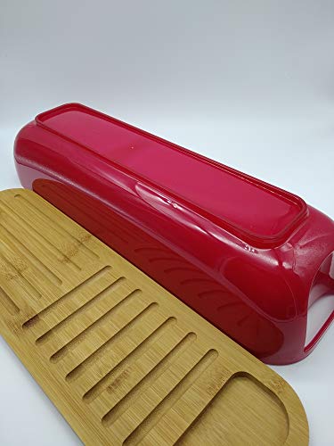 Cook Concept Tabla para Cortar Pan y panera con Cuchillo, Caja de Pan con Tapa de bambú para Cocina, 40 x 12,5 x 9,5 cm (Verde)