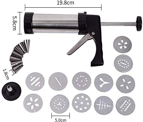 Cookie Press Gun, Cookie Maker Press Gun Kit MasterClass Set para hacer galletas y glaseado para decoraciones de pasteles (22 piezas)