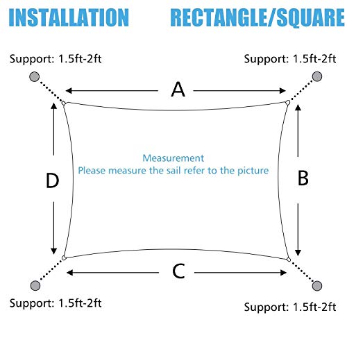 Cool Area Toldo Vela de Sombra Rectangular 3 x 5 Metros Protección Rayos UV, Resistente y Transpirable para Patio Exteriores Jardín, Color Arena