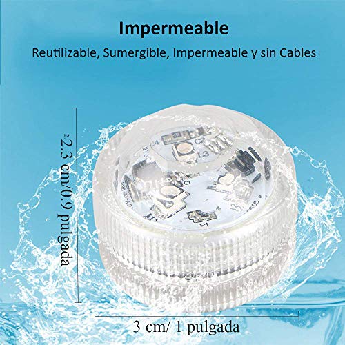 COOLEAD 10Pcs RGB LED Luz Sumergible Control Remoto Bajo el Agua Lámpara Subacuática de baño Impermeable Color Cambio Luces Acuario para Vaso Jarrón Estanque Piscina Boda Navidad Fiesta Decoración