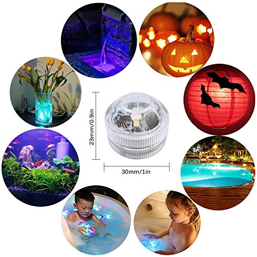 COOLEAD 10Pcs RGB LED Luz Sumergible Control Remoto Bajo el Agua Lámpara Subacuática de baño Impermeable Color Cambio Luces Acuario para Vaso Jarrón Estanque Piscina Boda Navidad Fiesta Decoración