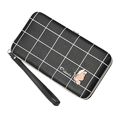 Coopay Mariposa Embrague Cartera Mujer Piel Faux Funda universal de Pochette para teléfono móvil con tarjeta de crédito / Monedero de bolsillo Monedero cartera para niña mujer Negro