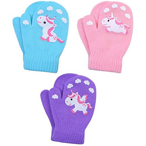 Cooraby 3 pares de manoplas elásticas para bebé, guantes de punto mágico para invierno Color F 1-3 Años