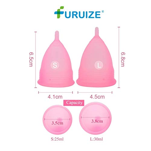 Copa Menstrual Furuize Basic con Taza de Esterilización. Silicona suave de grado médico 100%. Previene infecciones y fortalece el suelo pélvico. Alternativa saludable, económica y ecológica (Talla S)